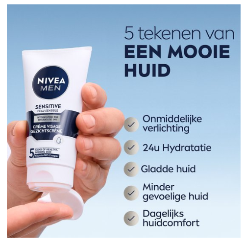 NIVEA MEN Sensitive Dagcrème Gezicht - 24H Hydratatie - Moisturizer - Gezichtscrème - 75 ml