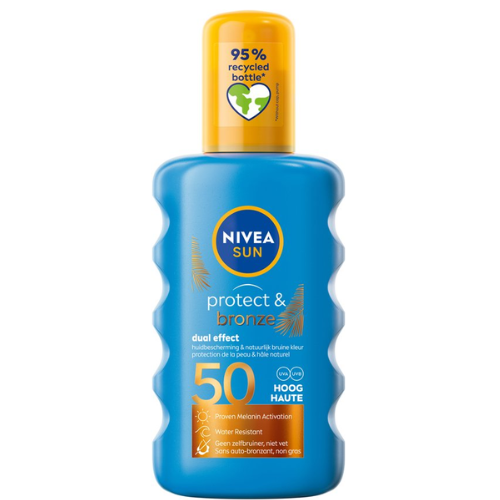 NIVEA SUN Protect & Bronze Zonnebrand Spray - SPF 50 - Zonnespray - Waterproof - Beschermt en stimuleert een bruine huid - Met pro-melanine extract - 200 ml