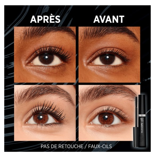 L'Oréal Paris Telescopic Lift Mascara - Mascara voor lange, gelifte wimpers en volume - Verrijkt met ceramidencomplex - Extra Black - Vegan - 9,9ML - voordeelverpakking - 3 Stuks