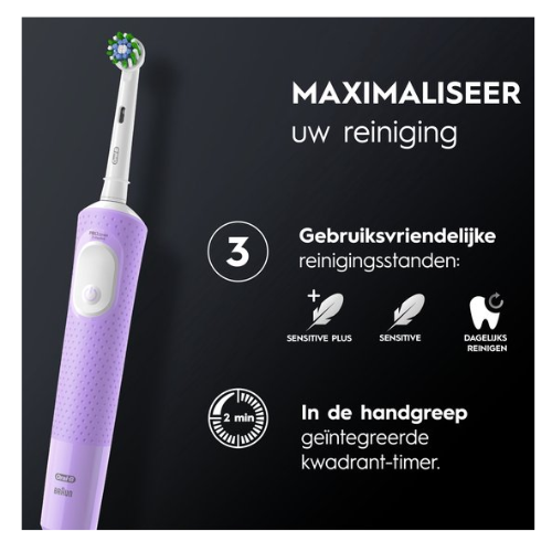 Oral-B Vitality Pro - Paars - Elektrische Tandenborstel - Ontworpen door Braun