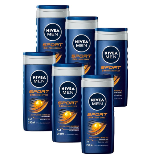 NIVEA MEN Sport Douchegel - 3-in-1 Shower Gel Met Limoengeur - Shampoo - Voordeelverpakking - 6 x 250 ml
