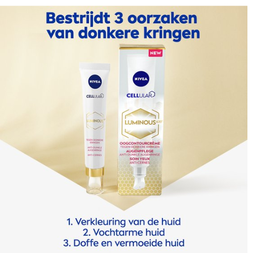 NIVEA CELLular LUMINOUS630 Oogcontourcrème - Oogcrème Donkere Kringen en Wallen en Anti rimpel - Alle huidtypen - Met hyaluronzuur en cafeïne - Eye Cream - 15 ml