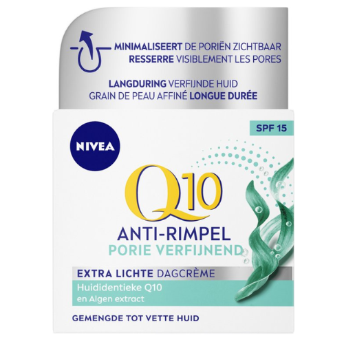 NIVEA Q10 POWER Anti-Rimpel Dagcrème Gezicht - Porie Verfijnend - Gemengde tot vette huid - SPF 15 - Crème Met Q10en algenextract - 50 ml