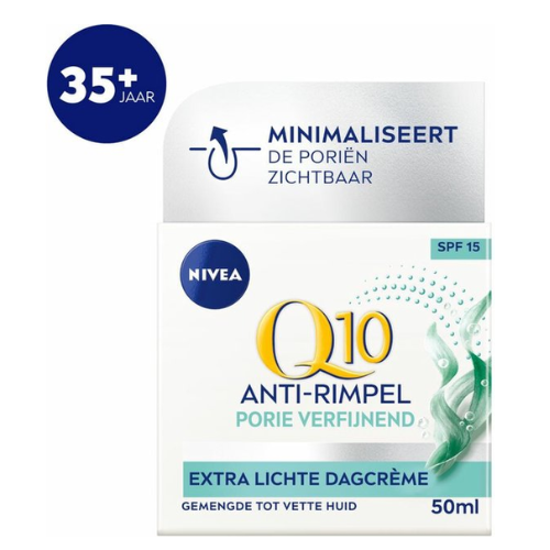 NIVEA Q10 POWER Anti-Rimpel Dagcrème Gezicht - Porie Verfijnend - Gemengde tot vette huid - SPF 15 - Crème Met Q10en algenextract - 50 ml