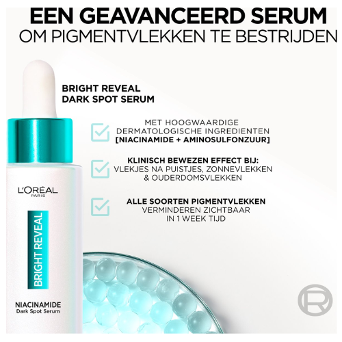 L'Oréal Paris Revitalift Bright Reveal Niacinamide Serum - Enriched with Melasyl - Against Pigment Spots & Dull Skin - 30 ml