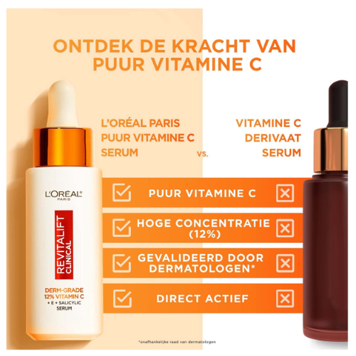 L'Oréal Paris Revitalift Clinical Pure Vitamin C 12% Serum - Formulated with Vitamin E and Salicylic Acid - 30ml