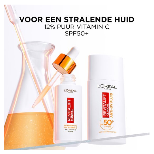 L'Oréal Paris Revitalift Clinical Anti-UV Fluid SPF 50 with Vitamin C* - Prevents the First Signs of Skin Aging - 50ml