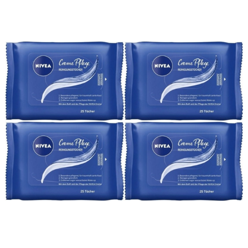 Nivea Gezicht - Reinigingsdoekjes Creme Care - 4 x 25 doekjes