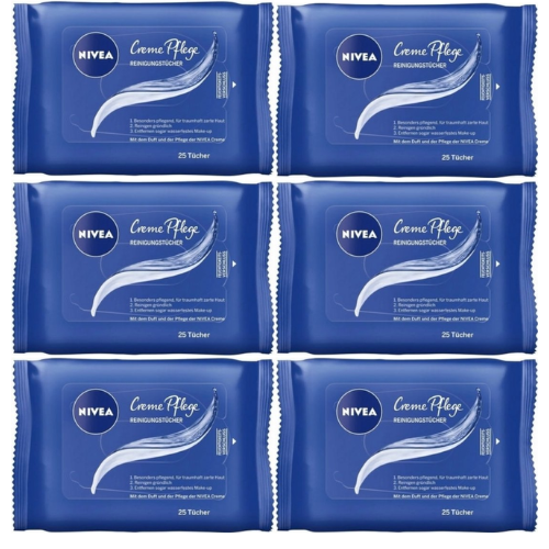 Nivea Gezicht - Reinigingsdoekjes Creme Care - 6 x 25 doekjes