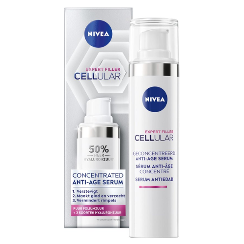 NIVEA CELLular Expert Filler Anti-Age Serum Gezicht - Skincar voor Ouder wordende huid - Gezichtsserum met hyaluronzuur en Puur Foliumzuur - 40 ml