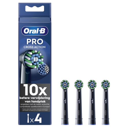 Oral-B Cross Action Pro - Opzetborstels - Met CleanMaximiser Technologie - Zwart - 4 Stuks