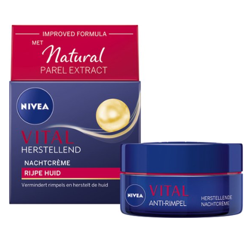 NIVEA VITAL Anti-Rimpel Herstellende Nachtcrème - Rijpe Huid - Hydrateert en revitaliseert - Met Vitamine F, Teunisbloemolie en Calcium - 50 ml