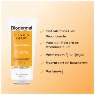Biodermal Vitamin Glow Dagcrème met vitamine C - Gezichtsverzoring - 50 ml