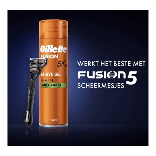 Gillette Fusion Shaving Gel - With Almond Oil - For Sensitive Skin - Value Pack 6 x 200ml