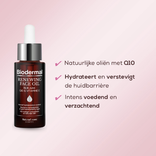 Biodermal facial oil - Renewing Face Oil with powerful skin-specific antioxidants Q10 - Perfect to mix with day cream - Anti-aging Oil - 30ml