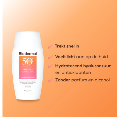 Biodermal Ultralight Sun Fluid - Sunscreen with SPF50+ - with hyaluronic acid - Facial sunscreen