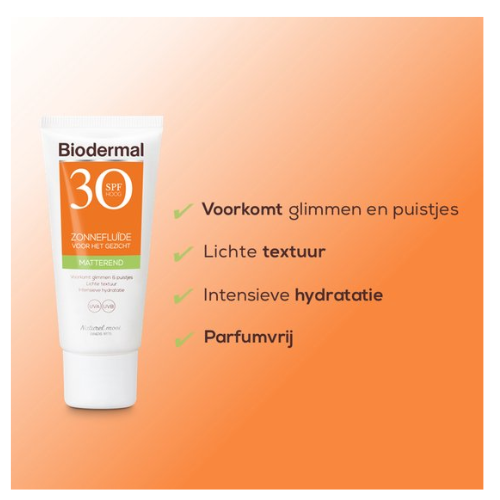 Biodermal Sunscreen - Mattifying Sun Fluid for the face SPF 30 - 40ml - Prevents shine and pimples