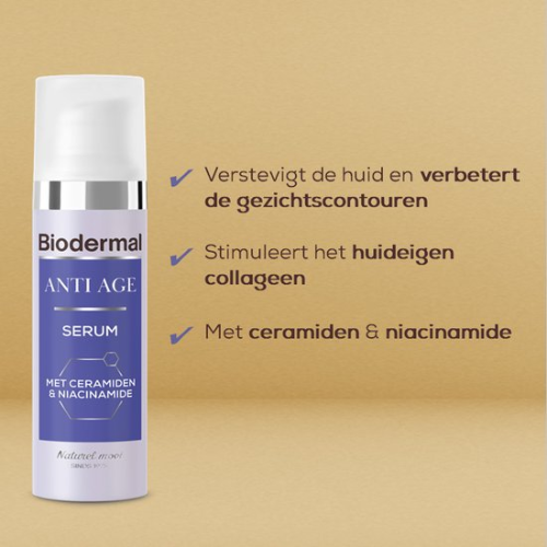 Biodermal Anti Age Serum - Serum for a radiant skin with a mix of skin-specific ceramides and Niacinamide - stimulates natural collagen production - 30 ml
