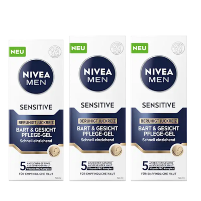 NIVEA MEN Sensitive Hydraterende Gezichtgel -baard - Moisturizer - 24H Hydratatie - Moisturizer - Gezichtsgel Mannen -voordeelverpakking 3x 75 ml