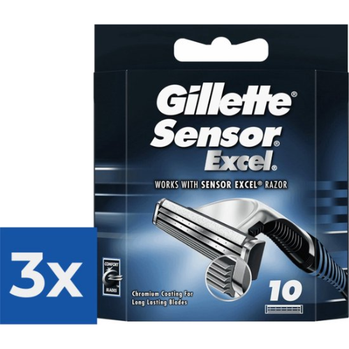 Gillette Sensor Excel - 10 pieces - Razor blades - Value pack 3 pieces