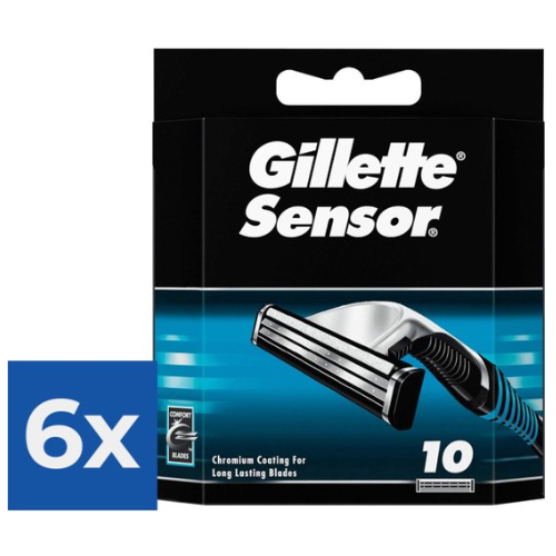 Gillette Sensor Razor Blades For Men - 10 Refill Blades - Value Pack 6 Pieces