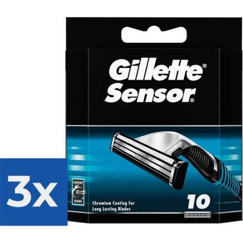 Gillette Sensor Razor Blades For Men - 10 Refill Blades - Value Pack 3 Pieces