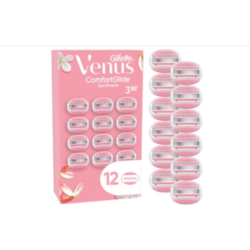 Gillette Venus Comfortglide Spa Breeze Razor Blades for Women - 12 Refill Blades