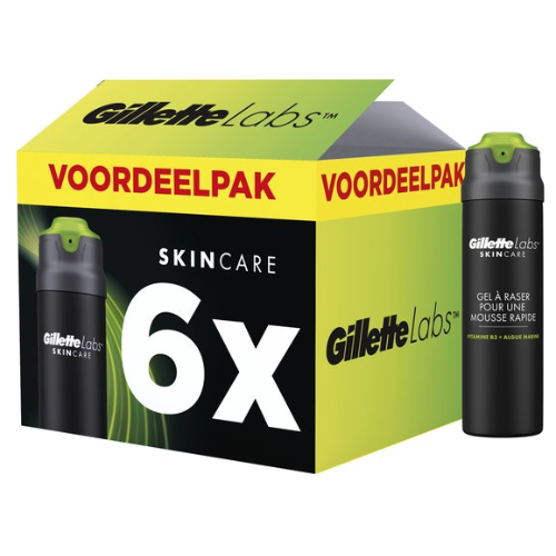 GilletteLabs Fast Foaming Shaving Gel - For Men - Value Pack 6 x 198ml