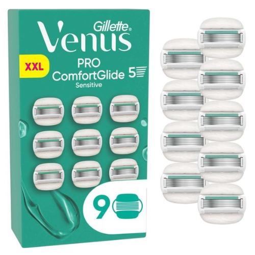 Gillette - Venus - PRO ComfortGlide - Razor - 9 Pieces - For Sensitive Skin - With a Touch of Aloe Vera