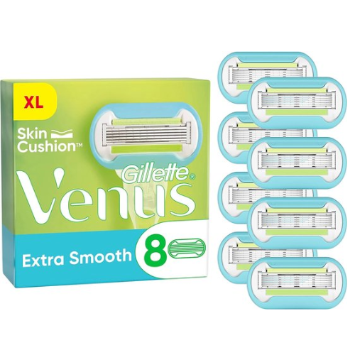 Gillette Venus Extra Smooth - Razor Blades For Women - 8 Refill Blades with Skin Cushion
