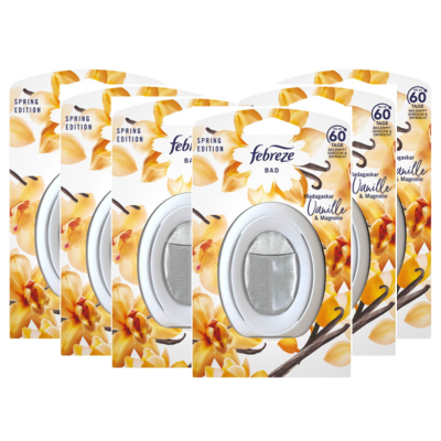 Ambi pur Febreze badkamer luchtverfrisser Madagaskar Vanille - voordeelverpakking - 6x 8 ml