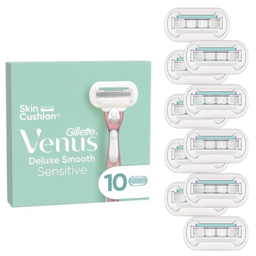 Gillette Venus Razor Blades Deluxe Smooth Sensitive - 10 Refill Blades