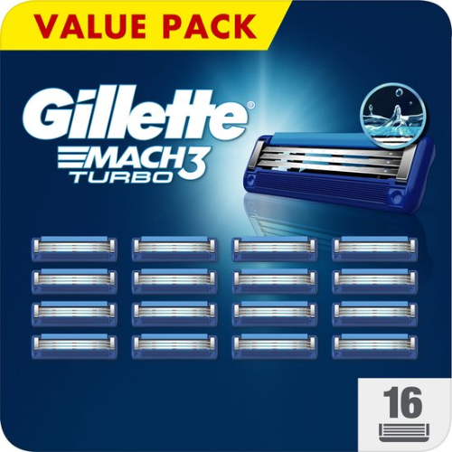 Gillette Mach3 Turbo - Razor Blades For Men - 16 Refill Blades