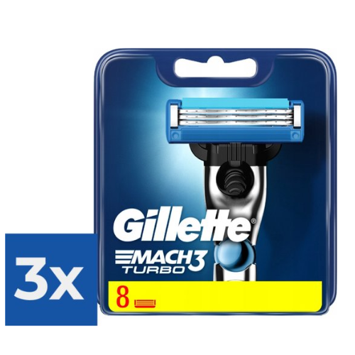 Gillette Mach3 Turbo 8 Pack Razor Blades - Value Pack 3 Pack