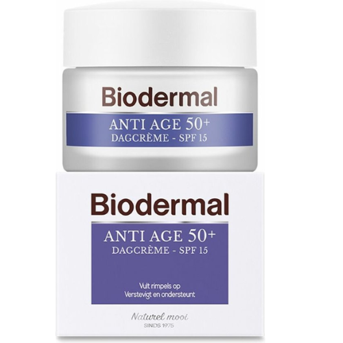 Biodermal Anti Age day cream 50+ - Day cream with hyaluronic acid and vitamin E - with - SPF15 - Helps reduce wrinkles - 50ml