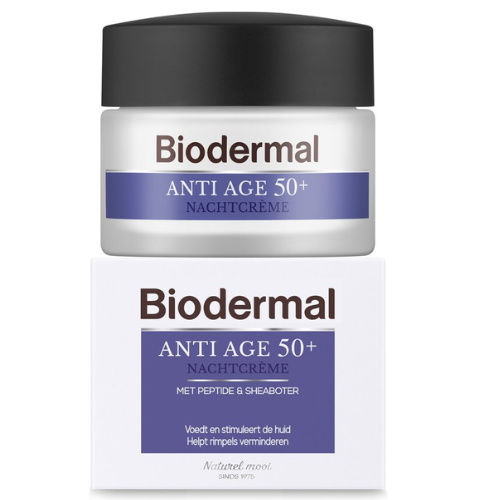Biodermal Anti Age night cream 50+ - Night cream with niacinamide & shea butter - Helps reduce wrinkles - 50ml