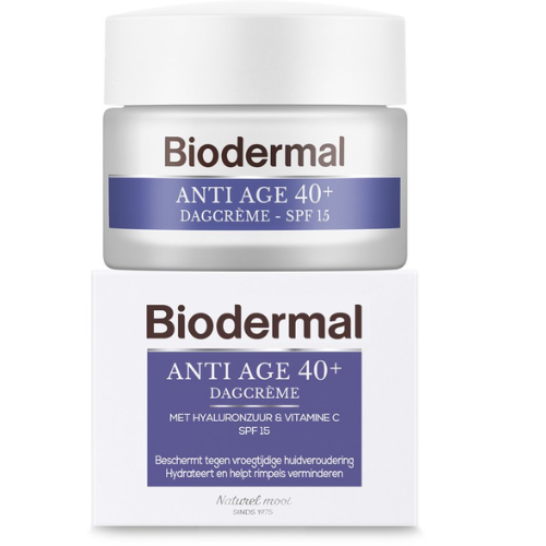 Biodermal Anti Age day cream 40+ - Day cream with hyaluronic acid and vitamin C - with SPF15 - anti-wrinkle cream women - 50ml