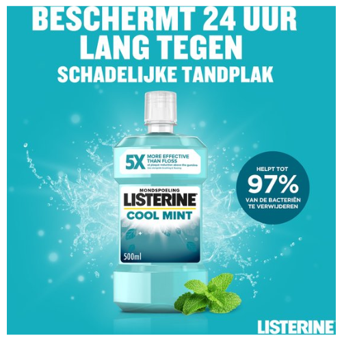 LISTERINE Cool Mint mondwater, verfrissende mondwaterspoeling -  500ml