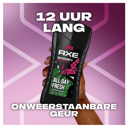 AXE 3-in-1 Douchegel - Wild Bergamot & Pink Pepper - 6 x 250 ml - Voordeelverpakking