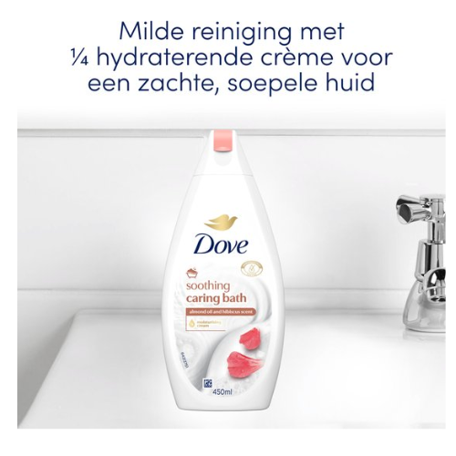 Dove Soothing Caring Bath Badcrème - Amandelolie & Hibiscus - Voordeelverpakking - 6 x 450ml