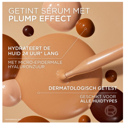 L'Oréal Paris True Match Nude Volumegevend Getint Serum Foundation met hyaluronzuur - 6-7 Tan - 30ml - Vegan