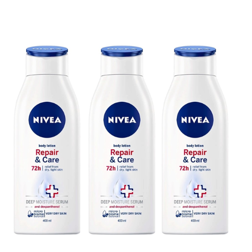 Nivea - Repair & Care Body Lotion - Voor Zeer Droge Huid - voordeelverpakking - 3 x 400 ml