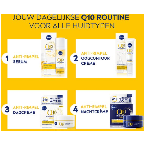 NIVEA Q10 Power Anti-Rimpel Dagcrème Gezicht - SPF 15 - Alle huidtypen - Crème Met Q10 en creatine - 50 ml