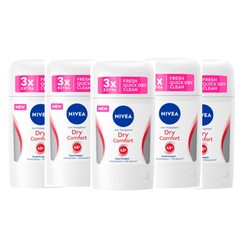 Nivea Deo Stick Dry Comfort - voordeelverpakking - 5 x 50 ml