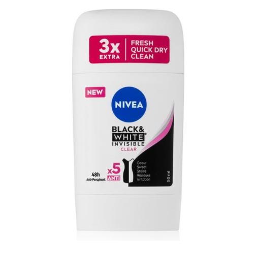 Nivea - Deodorant - Stick - Black & White Invisible - Clear - 50ml