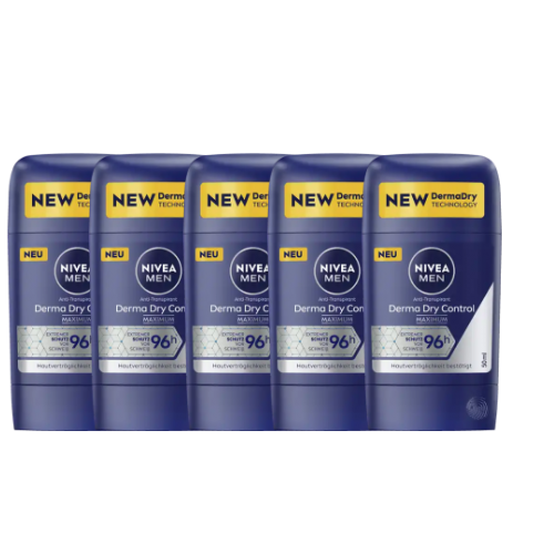 Nivea Men Derma Dry Control Anti-Perspirant Stick -  voordeelverpakking - 5 x 50 ml