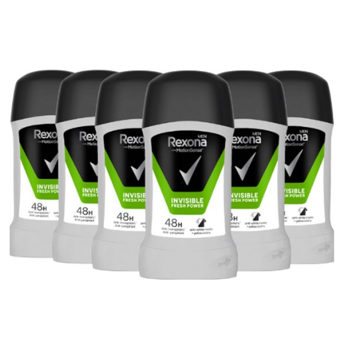 Rexona Men Motion Sense Invisible Fresh Power Deodorant Man - 48H Onweerstaanbare Masculiene Geur - 6 x 50 ml- Deodorant Man Voordeelverpakking