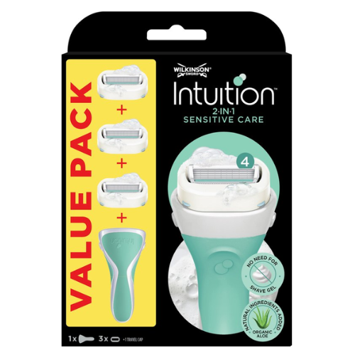 Wilkinson Sword Intuition 2-in-1 Sensitive Care - Scheermes - Voordeelverpakking - Navulmesjes 3 stuks - met Houder