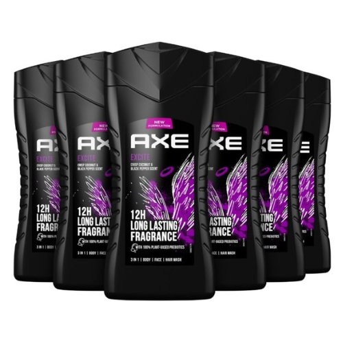 AXE 3-in-1 Douchegel  Voordeelverpakking- Excite - 6 x 250 ml -