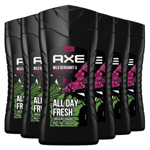 AXE 3-in-1 Douchegel - Wild Bergamot & Pink Pepper - 6 x 250 ml - Voordeelverpakking